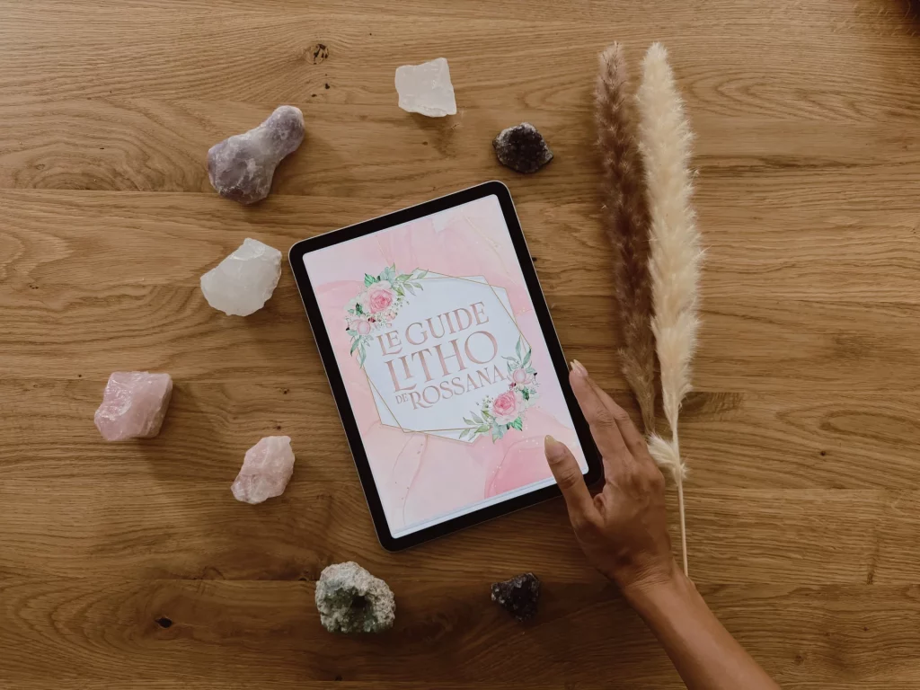 Ebook Guide Litho - image sur tablette - guide lithothérapie