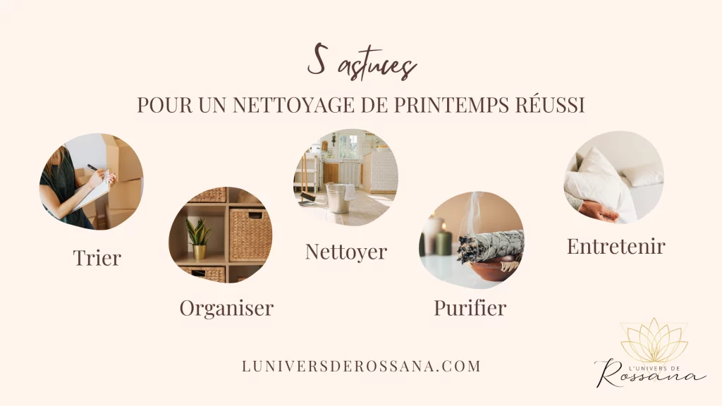 5 astuces nettoyage de printemps trier organiser nettoyer purifier entretenir